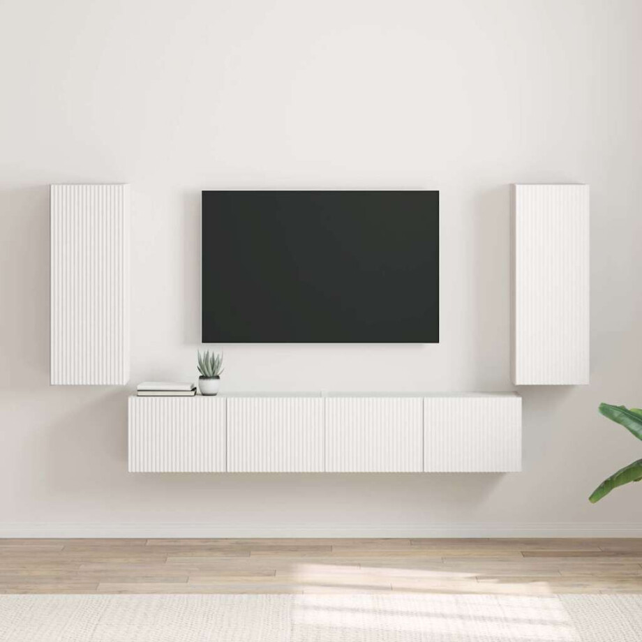 vidaXL TV Wandkast 2 pcs Wit 30 x 31 x 80 cm Bewerkt hout vidaXL TV Wandkast 2 pcs Wit 30 x 31 x 80 cm Bewerkt hout afbeelding 1