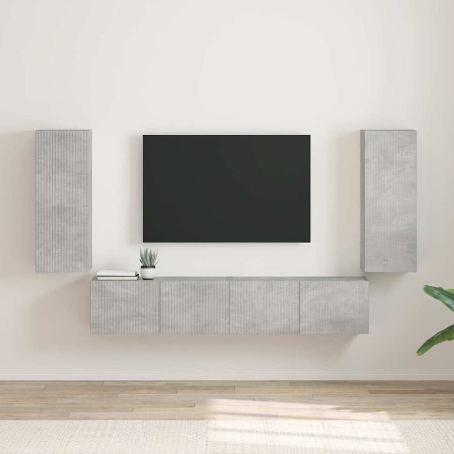 vidaXL TV Wandkast 2 pcs Beton 30 x 31 x 80 cm Bewerkt hout vidaXL TV Wandkast 2 pcs Beton 30 x 31 x 80 cm Bewerkt hout afbeelding 1