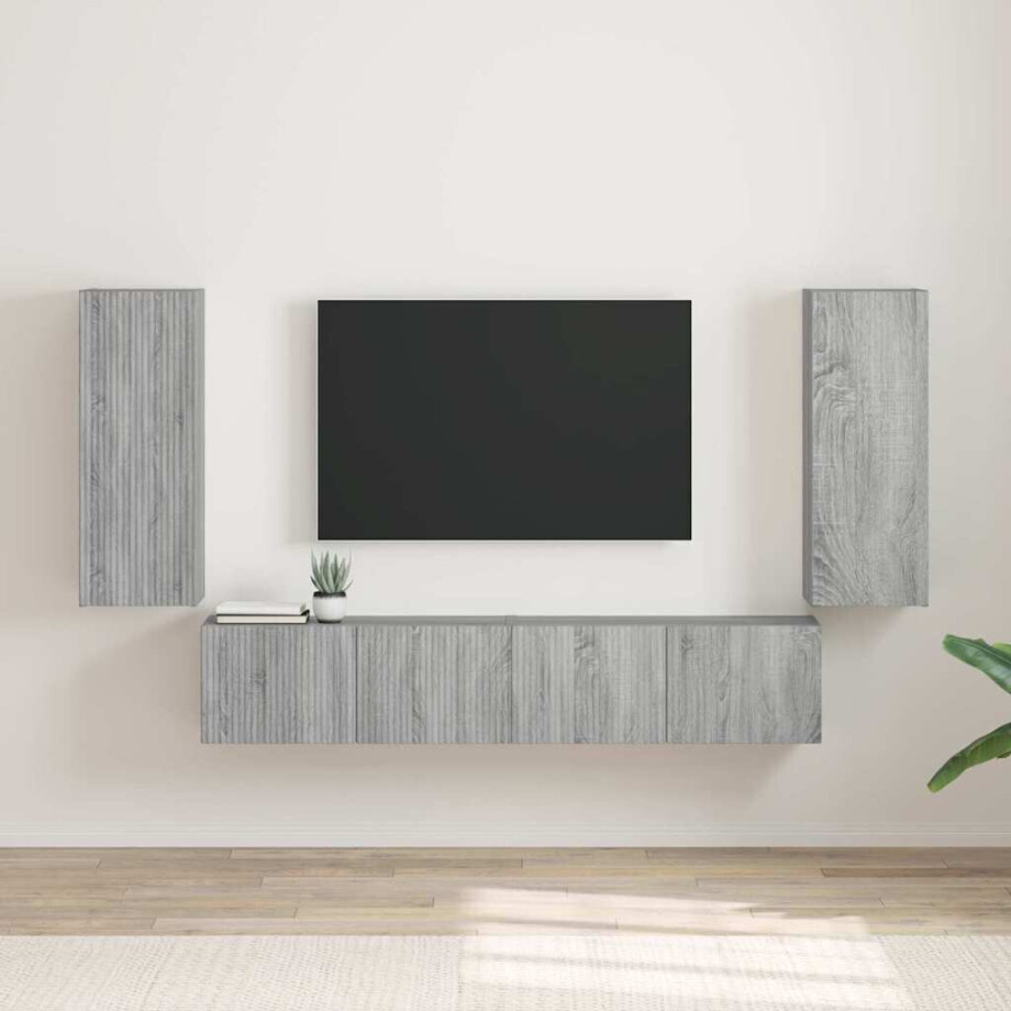 vidaXL TV Wandkast 2 pcs Grijs Sonoma 30 x 31 x 80 cm Bewerkt hout vidaXL TV Wandkast 2 pcs Grijs Sonoma 30 x 31 x 80 cm Bewerkt hout afbeelding 1
