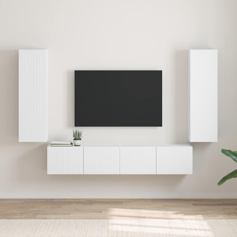 vidaXL TV Wandkast 2 pcs Wit 30 x 31 x 100 cm Bewerkt hout vidaXL TV Wandkast 2 pcs Wit 30 x 31 x 100 cm Bewerkt hout afbeelding 1