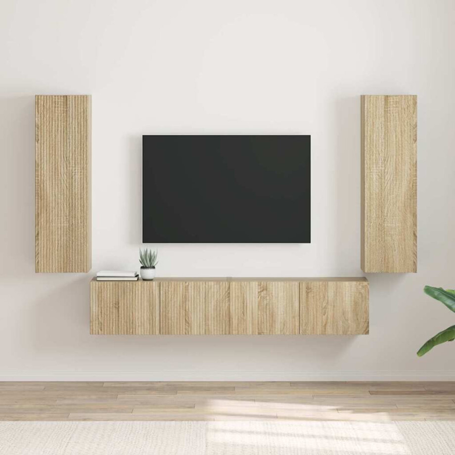 vidaXL TV Wandkast 2 pcs Sonoma 30 x 31 x 100 cm Bewerkt hout vidaXL TV Wandkast 2 pcs Sonoma 30 x 31 x 100 cm Bewerkt hout afbeelding 1