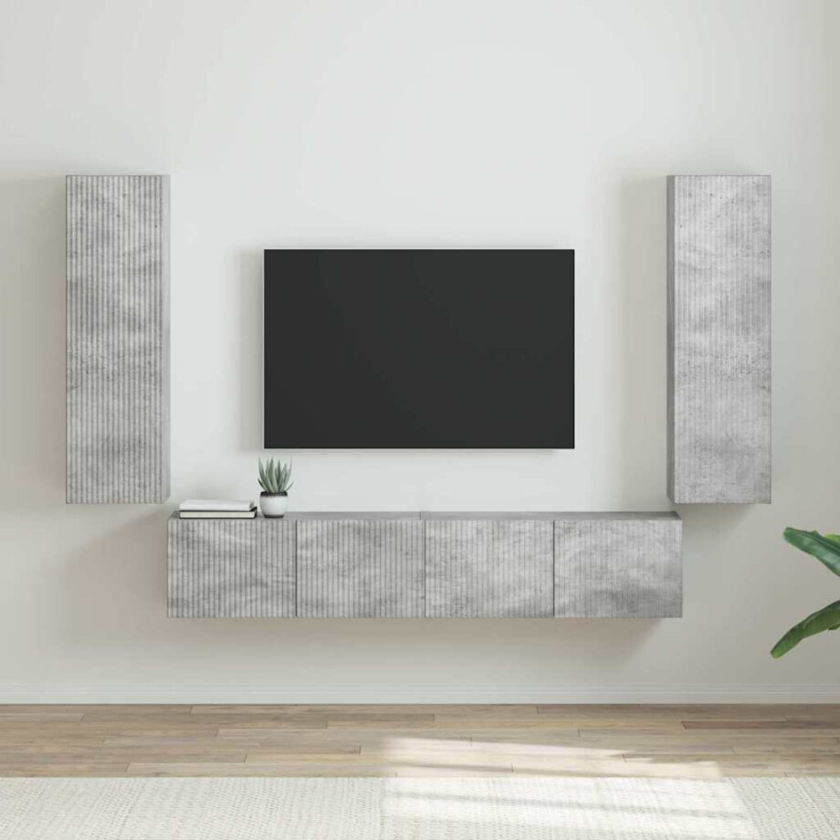 vidaXL TV Wandkast 2 pcs Beton 30 x 31 x 100 cm Bewerkt hout vidaXL TV Wandkast 2 pcs Beton 30 x 31 x 100 cm Bewerkt hout afbeelding 1