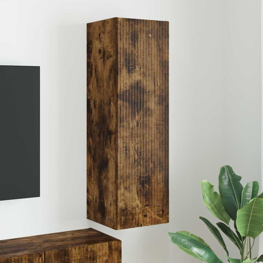 vidaXL TV Wandkast Gerookt eiken 30 x 31 x 100 cm Bewerkt hout vidaXL TV Wandkast Gerookt eiken 30 x 31 x 100 cm Bewerkt hout afbeelding 1