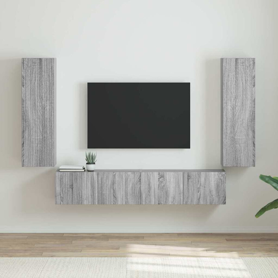 vidaXL TV Wandkast 2 pcs Grijs Sonoma 30 x 31 x 100 cm Bewerkt hout vidaXL TV Wandkast 2 pcs Grijs Sonoma 30 x 31 x 100 cm Bewerkt hout afbeelding 1