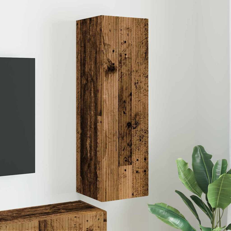 vidaXL TV Wandkast Oud Hout 30 x 31 x 100 cm Bewerkt hout afbeelding 1