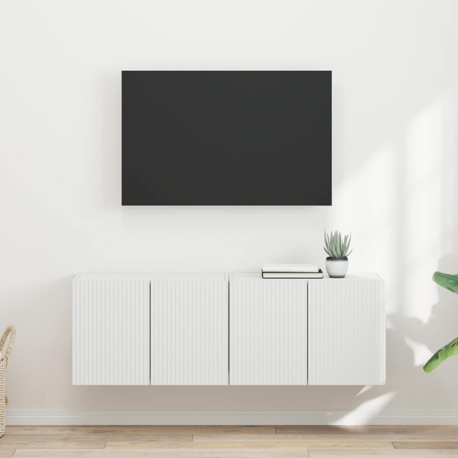 vidaXL TV-wandkast 2 pcs Wit 59,5 x 31 x 40 cm Bewerkt hout afbeelding 1