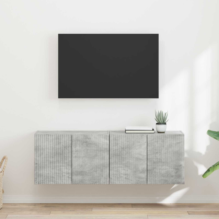 vidaXL TV-wandkast 2 pcs Beton Grijs 59,5 x 31 x 40 cm Bewerkt hout afbeelding 1