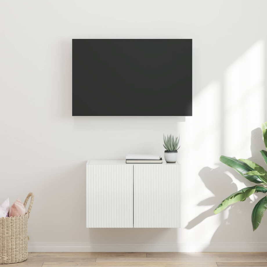 vidaXL TV-wandkast Hoogglans wit 59,5 x 31 x 40 cm Bewerkt hout afbeelding 1