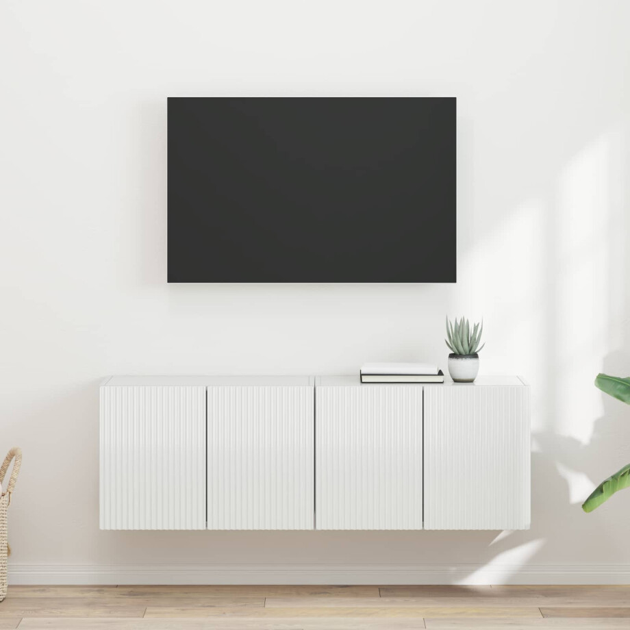 vidaXL TV-wandkast 2 pcs Hoogglans wit 59,5 x 31 x 40 cm Bewerkt hout afbeelding 1