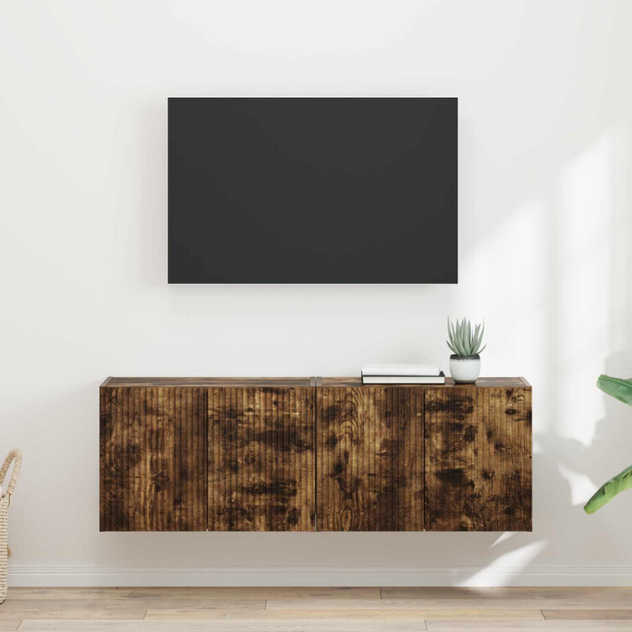 vidaXL TV-wandkast 2 pcs Gerookt eiken 59,5 x 31 x 40 cm Bewerkt hout vidaXL TV-wandkast 2 pcs Gerookt eiken 59,5 x 31 x 40 cm Bewerkt hout afbeelding 1