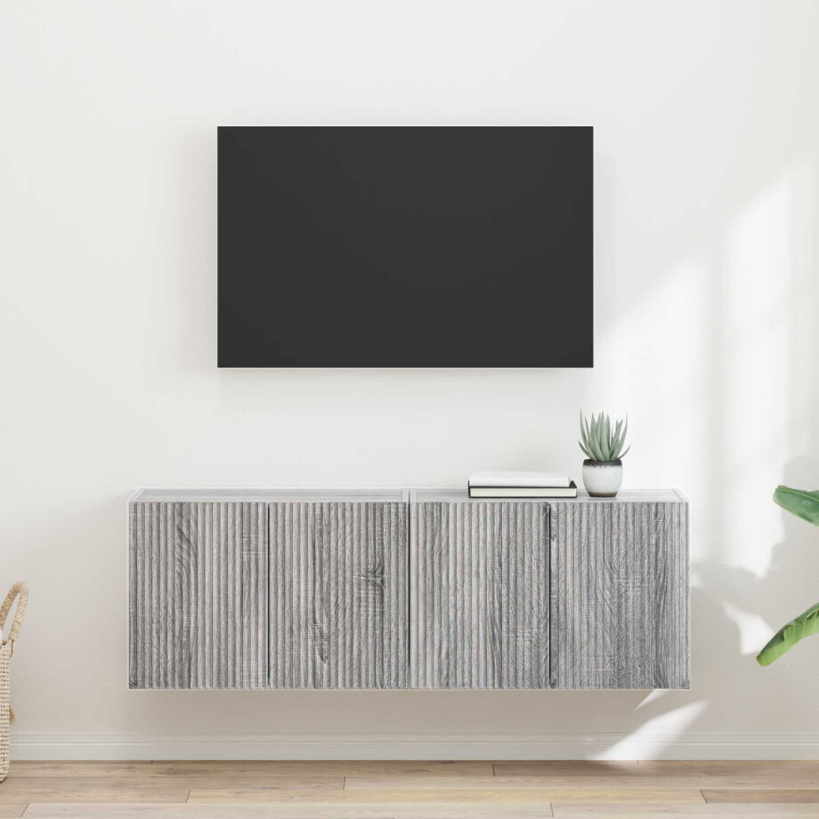 vidaXL TV-wandkast 2 pcs Grijs Sonoma 59,5 x 31 x 40 cm Bewerkt hout vidaXL TV-wandkast 2 pcs Grijs Sonoma 59,5 x 31 x 40 cm Bewerkt hout afbeelding 1