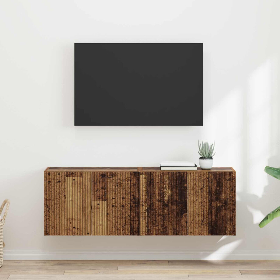 vidaXL TV-wandkast 2 pcs Oud Hout 59,5 x 31 x 40 cm Bewerkt hout vidaXL TV-wandkast 2 pcs Oud Hout 59,5 x 31 x 40 cm Bewerkt hout afbeelding 1