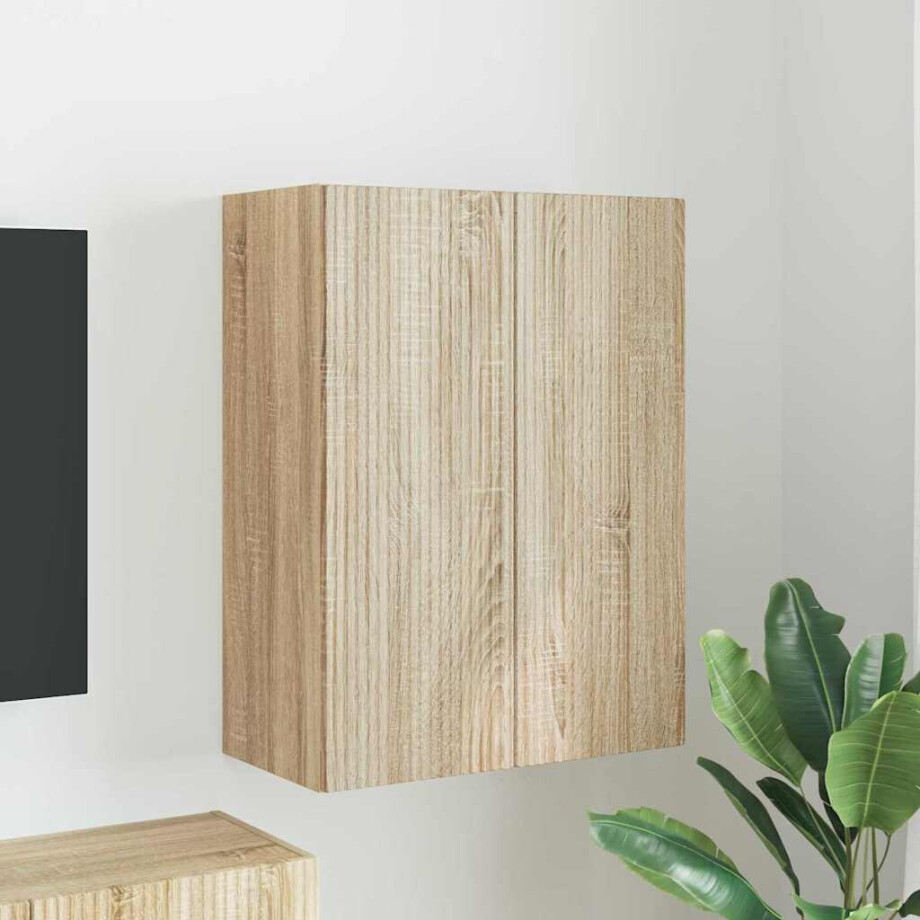 vidaXL TV-wandkast Sonoma Eiken 59,5 x 31 x 80 cm Bewerkt hout afbeelding 1