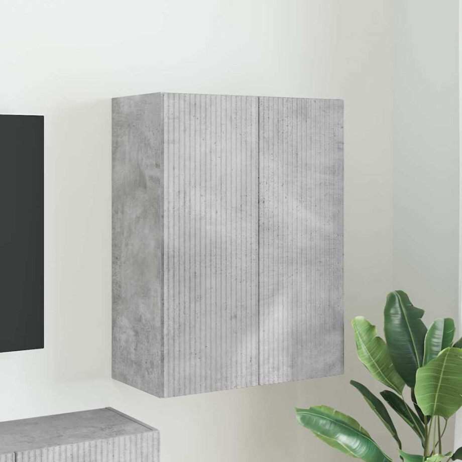 vidaXL TV-wandkast Beton Grijs 59,5 x 31 x 80 cm Bewerkt hout afbeelding 1