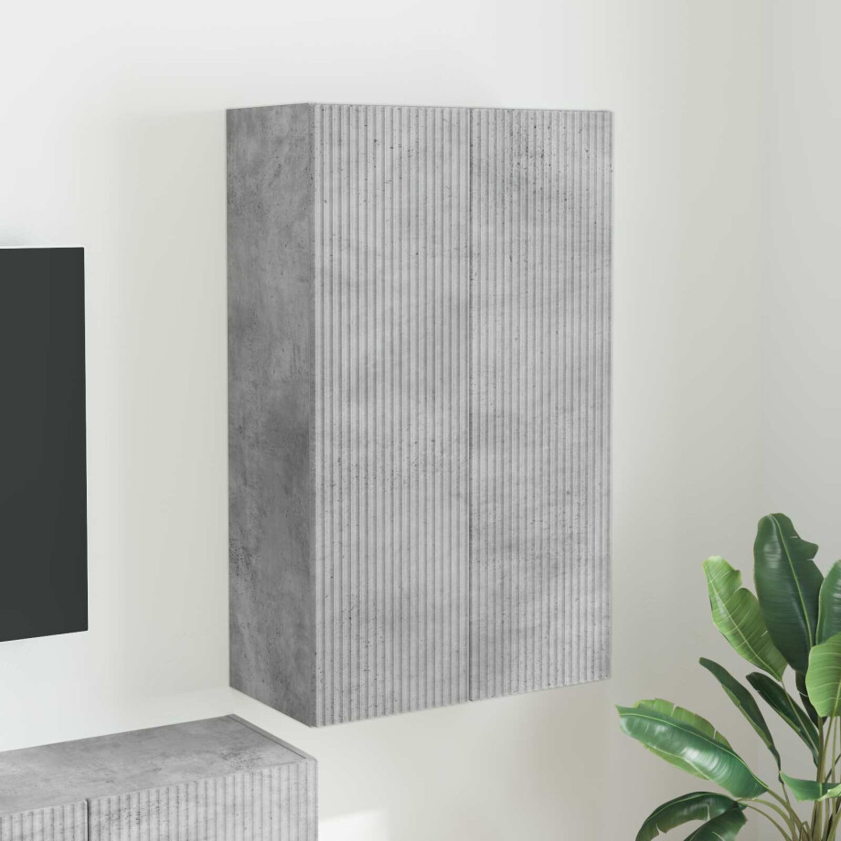 vidaXL TV-wandkast Beton Grijs 59,5 x 31 x 100 cm Bewerkt hout afbeelding 1