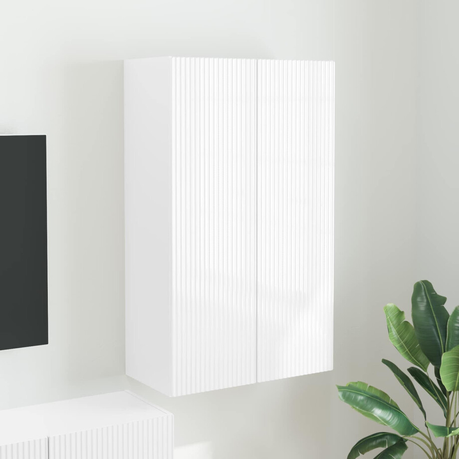 vidaXL TV-wandkast Hoogglans wit 59,5 x 31 x 100 cm Bewerkt hout afbeelding 1