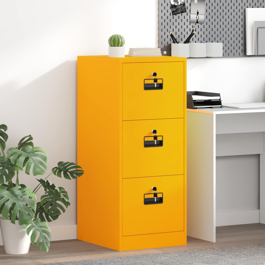 vidaXL Bestandenkast Mosterdgeel 44 x 50 x 106,5 cm Koudgewalst Staal afbeelding 1