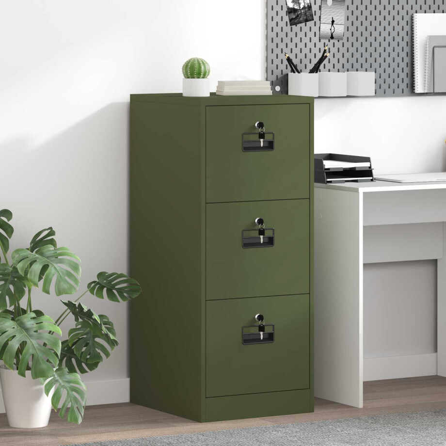 vidaXL Bestandenkast Olijf Groen 44 x 50 x 106,5 cm Koudgewalst Staal afbeelding 1