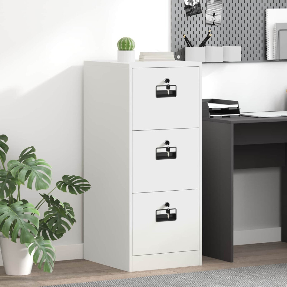 vidaXL Bestandenkast met lade Wit 44 x 50 x 106,5 cm Koudgewalst Staal afbeelding 1
