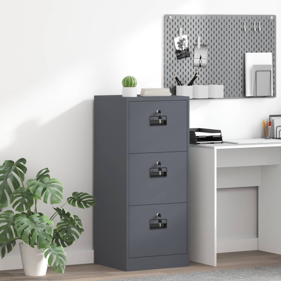 vidaXL Bestandenkast Antraciet 45,5 x 42 x 106,5 cm Koudgewalst Staal afbeelding 1