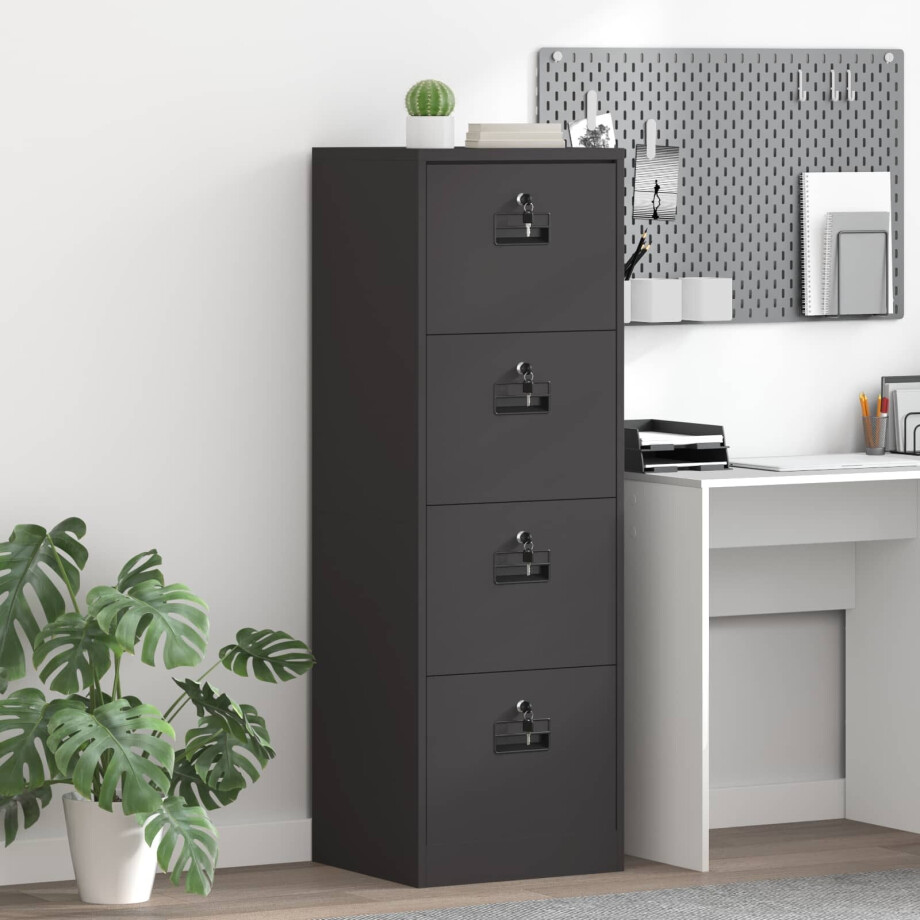 vidaXL Bestandenkast Zwart 45,5 x 42 x 139 cm Koudgewalst Staal afbeelding 1