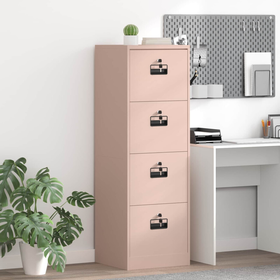 vidaXL Bestandenkast Roze 44 x 50 x 106,5 cm Koudgewalst Staal afbeelding 1