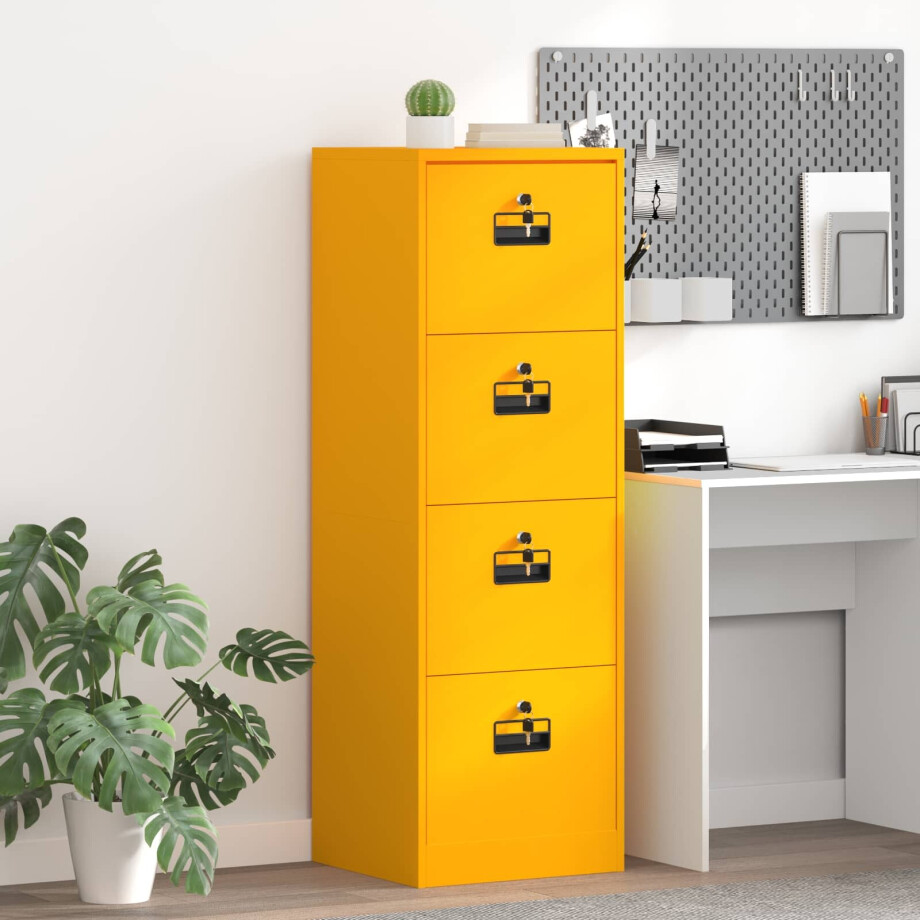 vidaXL Bestandenkast Mosterdgeel 45,5 x 42 x 139 cm Koudgewalst Staal afbeelding 1