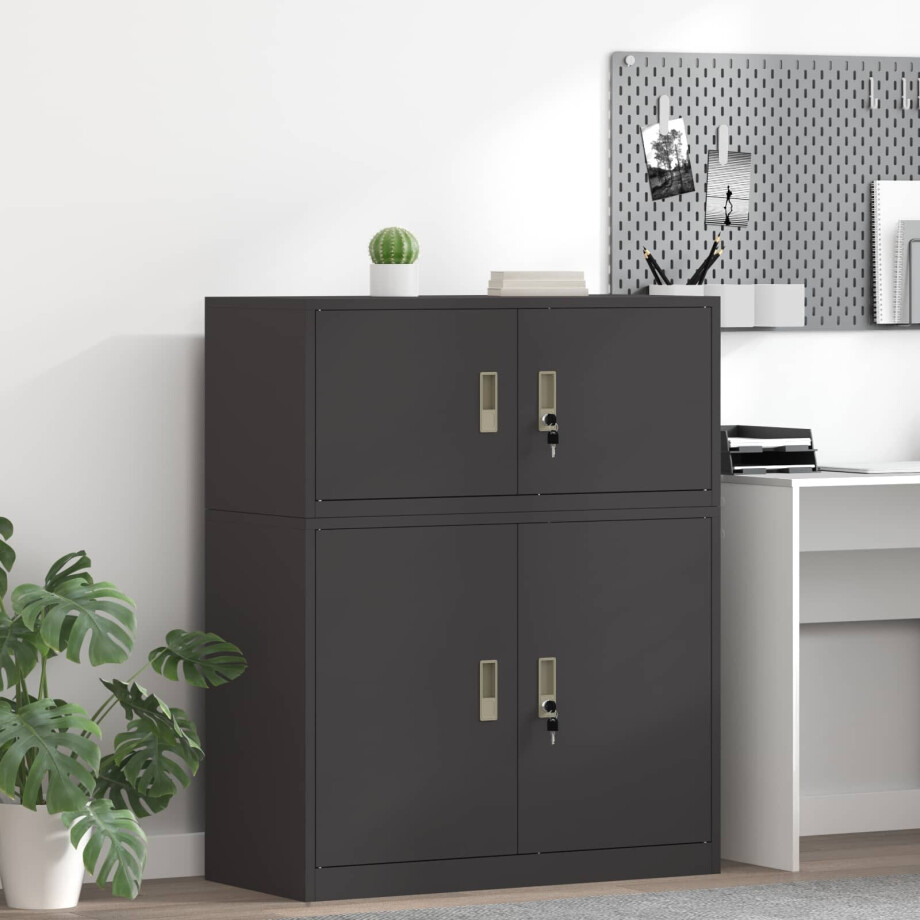vidaXL Opbergkast Zwart 90 x 40 x 40 cm Staal afbeelding 1