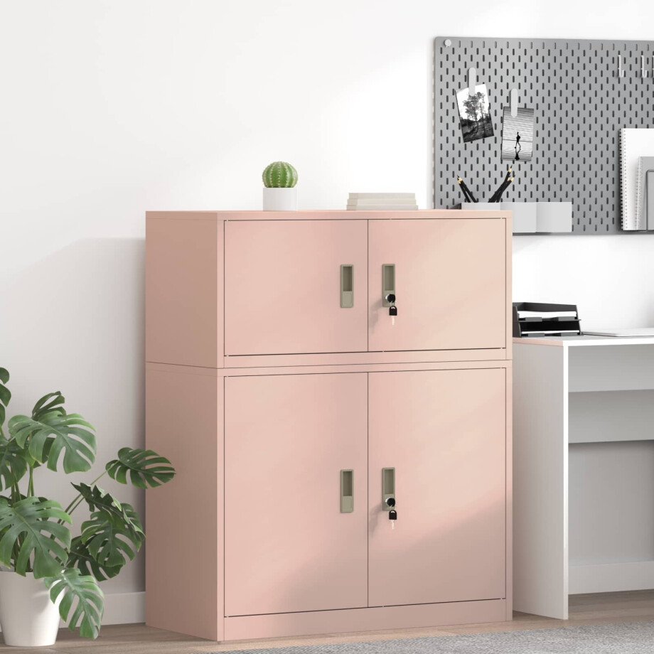 vidaXL Opbergkast Roze 90 x 40 x 40 cm Staal vidaXL Opbergkast Roze 90 x 40 x 40 cm Staal afbeelding 1