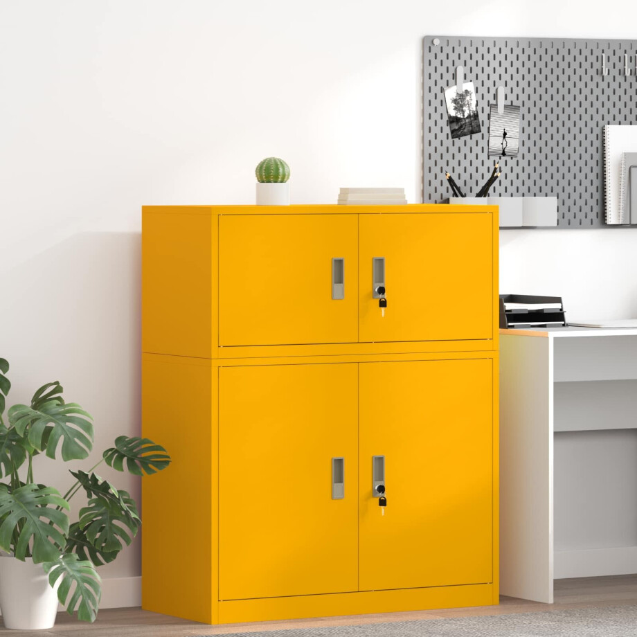 vidaXL Opbergkast Mosterdgeel 90 x 40 x 40 cm Staal vidaXL Opbergkast Mosterdgeel 90 x 40 x 40 cm Staal afbeelding 1