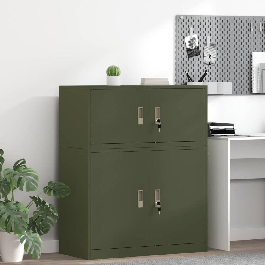 vidaXL Opbergkast Olijf Groen 90 x 40 x 40 cm Staal afbeelding 1