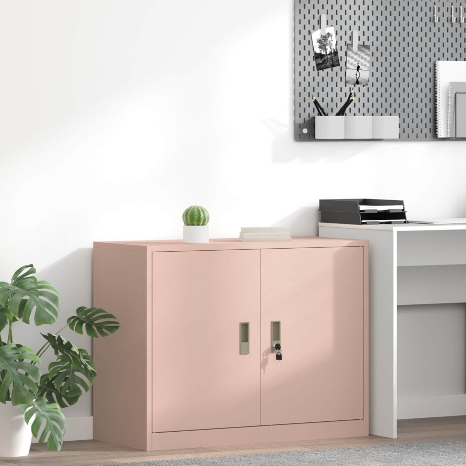 vidaXL Opbergkast Roze 90 x 40 x 70 cm Staal vidaXL Opbergkast Roze 90 x 40 x 70 cm Staal afbeelding 1
