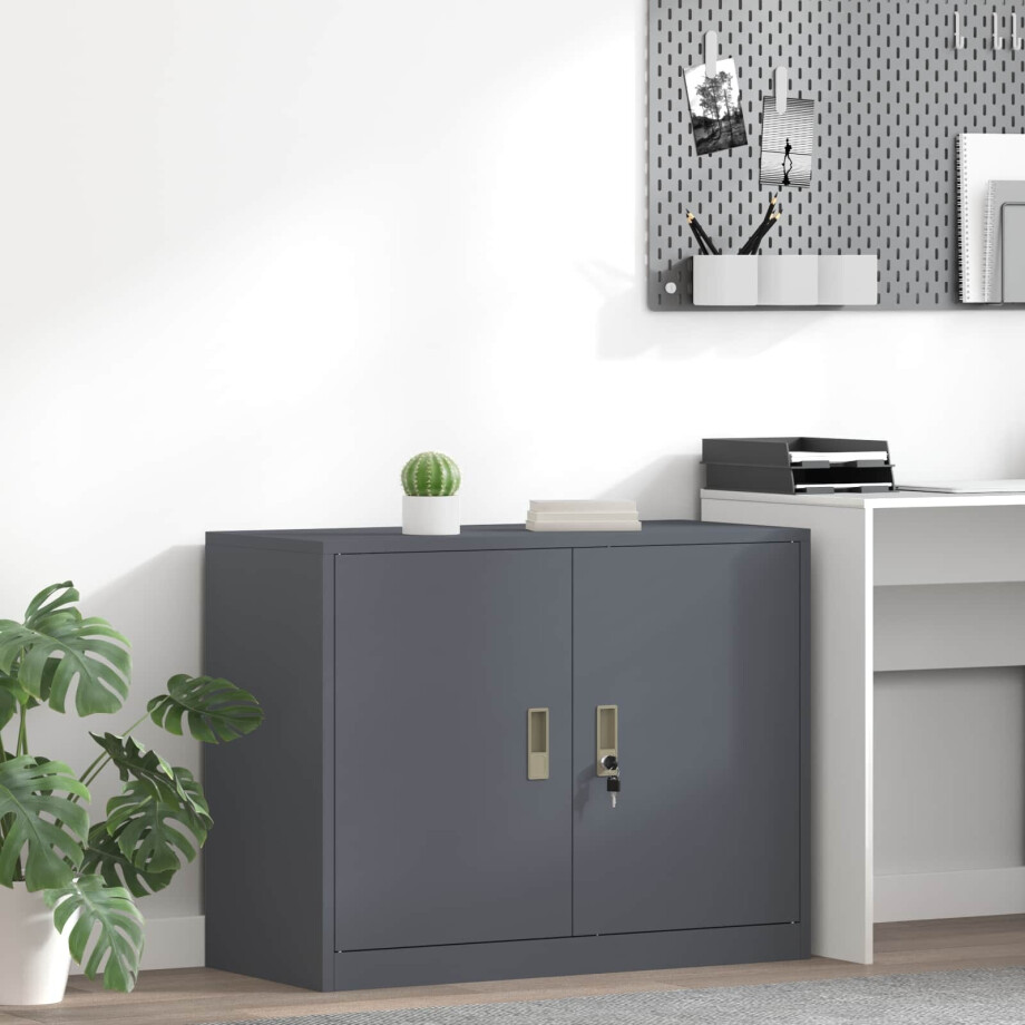 vidaXL Opbergkast Antraciet 90 x 40 x 70 cm Staal afbeelding 1