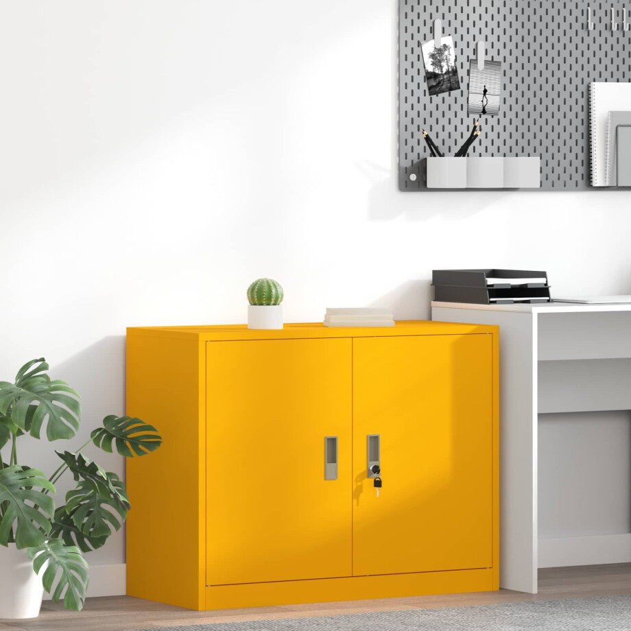 vidaXL Opbergkast Mosterdgeel 90 x 40 x 70 cm Staal vidaXL Opbergkast Mosterdgeel 90 x 40 x 70 cm Staal afbeelding 1