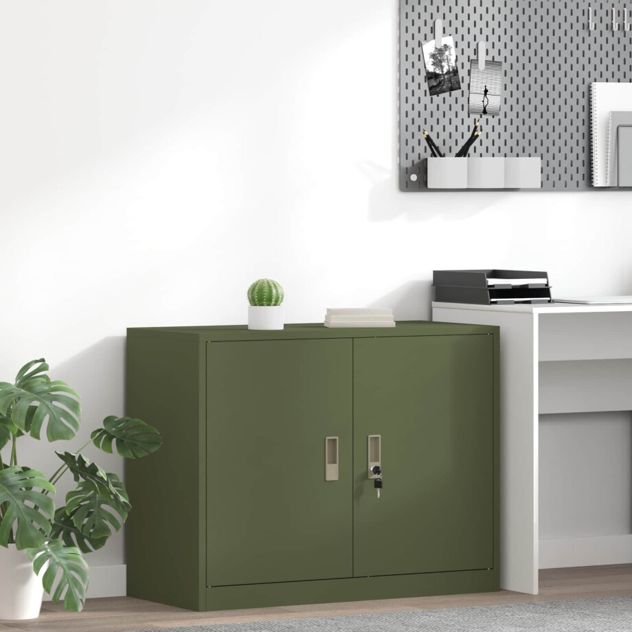 vidaXL Opbergkast Olijf Groen 90 x 40 x 70 cm Staal vidaXL Opbergkast Olijf Groen 90 x 40 x 70 cm Staal afbeelding 1