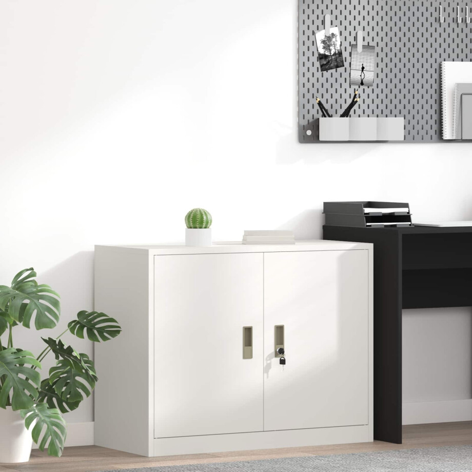 vidaXL Opbergkast Wit 90 x 40 x 70 cm Staal vidaXL Opbergkast Wit 90 x 40 x 70 cm Staal afbeelding 1