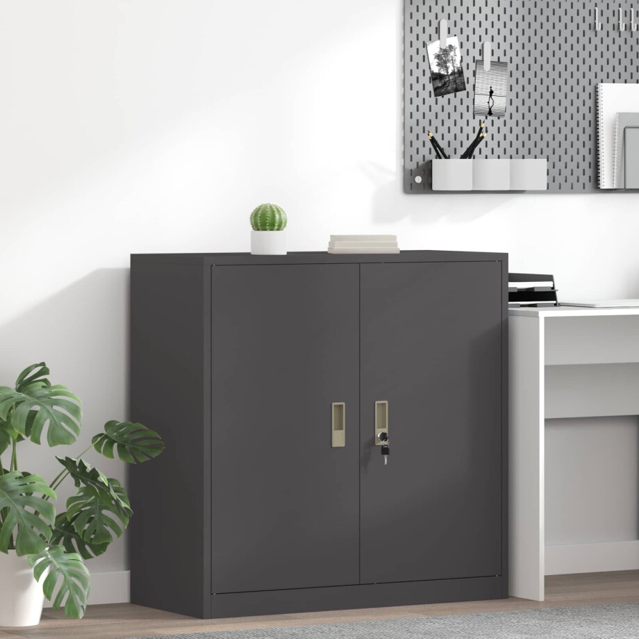 vidaXL Opbergkast Zwart 90 x 40 x 90 cm Staal afbeelding 1