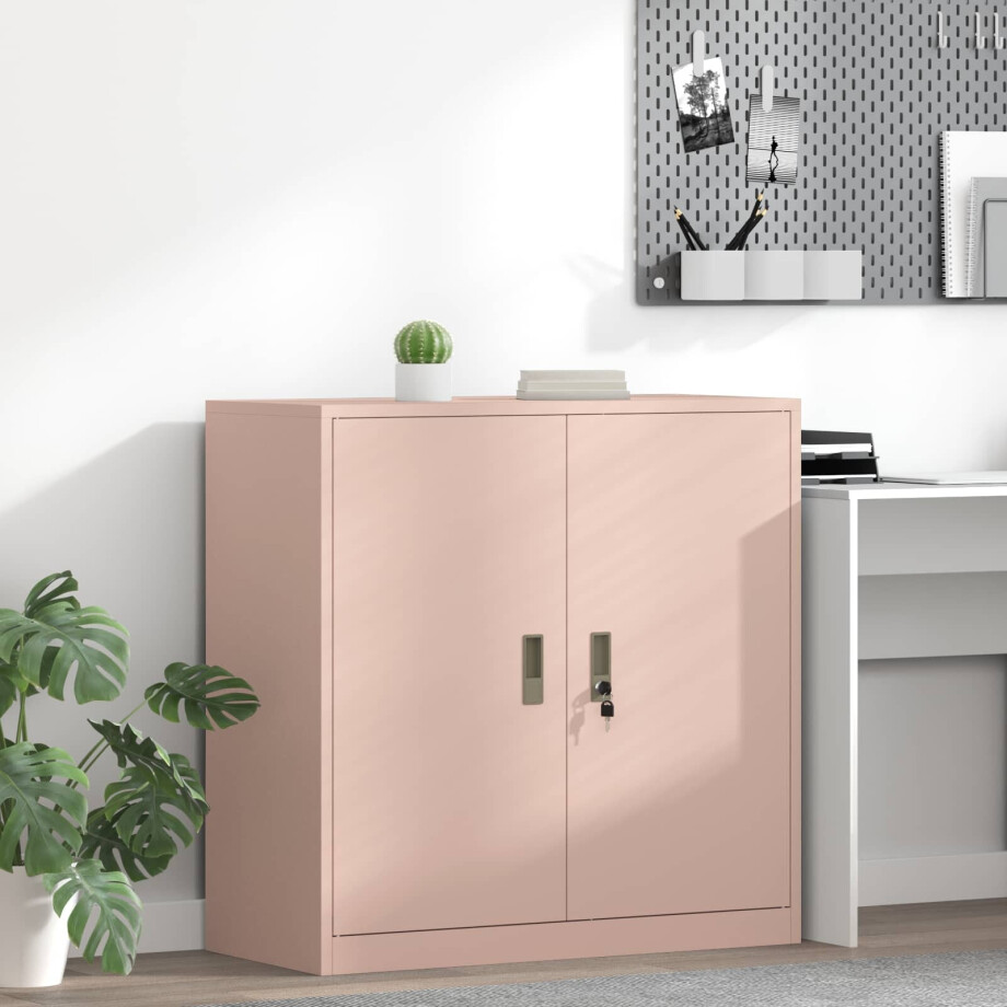 vidaXL Opbergkast Roze 90 x 40 x 90 cm Staal vidaXL Opbergkast Roze 90 x 40 x 90 cm Staal afbeelding 1
