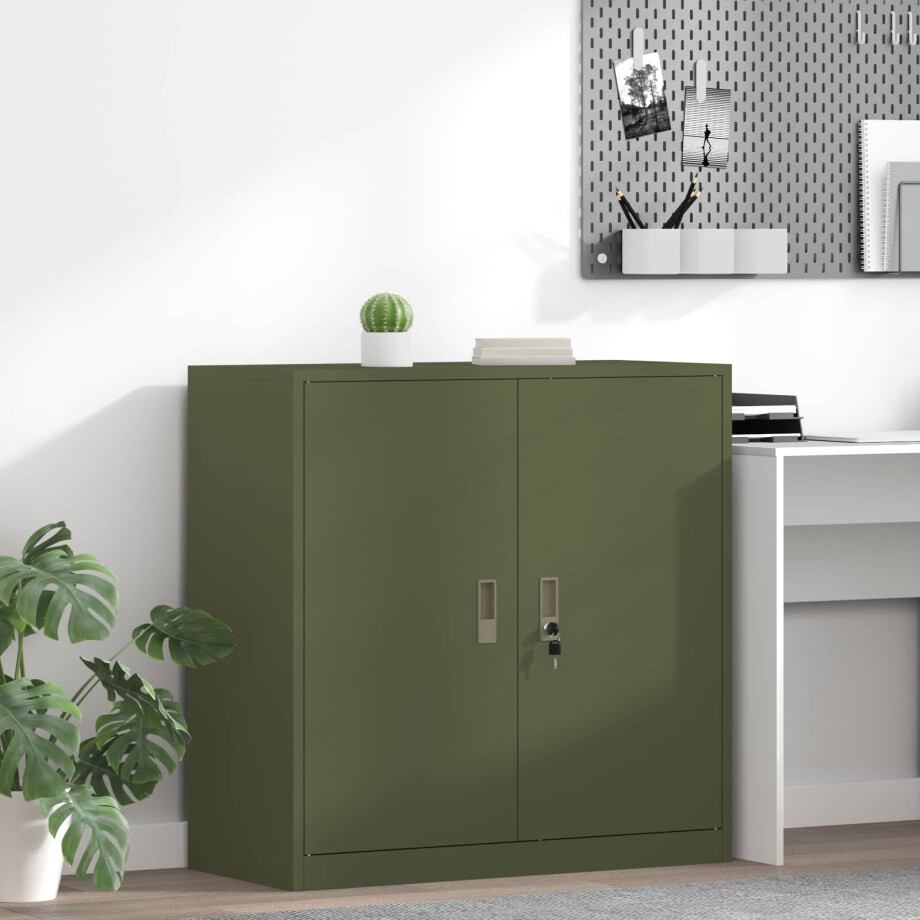 vidaXL Opbergkast Olijf Groen 90 x 40 x 90 cm Staal afbeelding 1