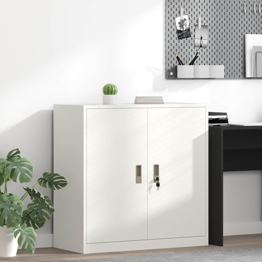vidaXL Opbergkast Wit 90 x 40 x 90 cm Staal vidaXL Opbergkast Wit 90 x 40 x 90 cm Staal afbeelding 1