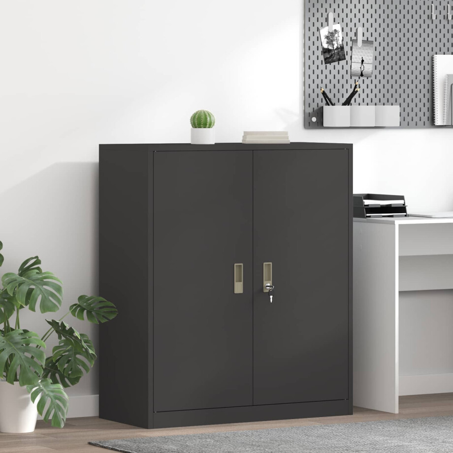 vidaXL Opbergkast Zwart 90 x 40 x 105 cm Staal afbeelding 1