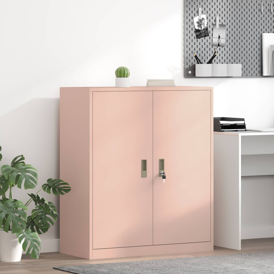 vidaXL Opbergkast Roze 90 x 40 x 105 cm Staal vidaXL Opbergkast Roze 90 x 40 x 105 cm Staal afbeelding 1