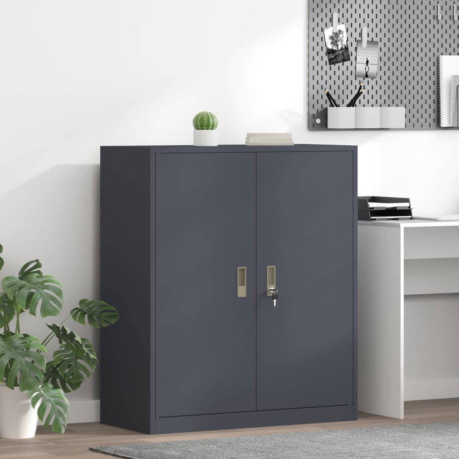 vidaXL Opbergkast Antraciet 90 x 40 x 105 cm Staal afbeelding 1