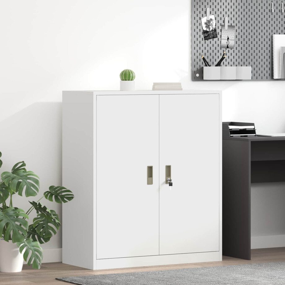 vidaXL Opbergkast Wit 90 x 40 x 105 cm Staal vidaXL Opbergkast Wit 90 x 40 x 105 cm Staal afbeelding 1