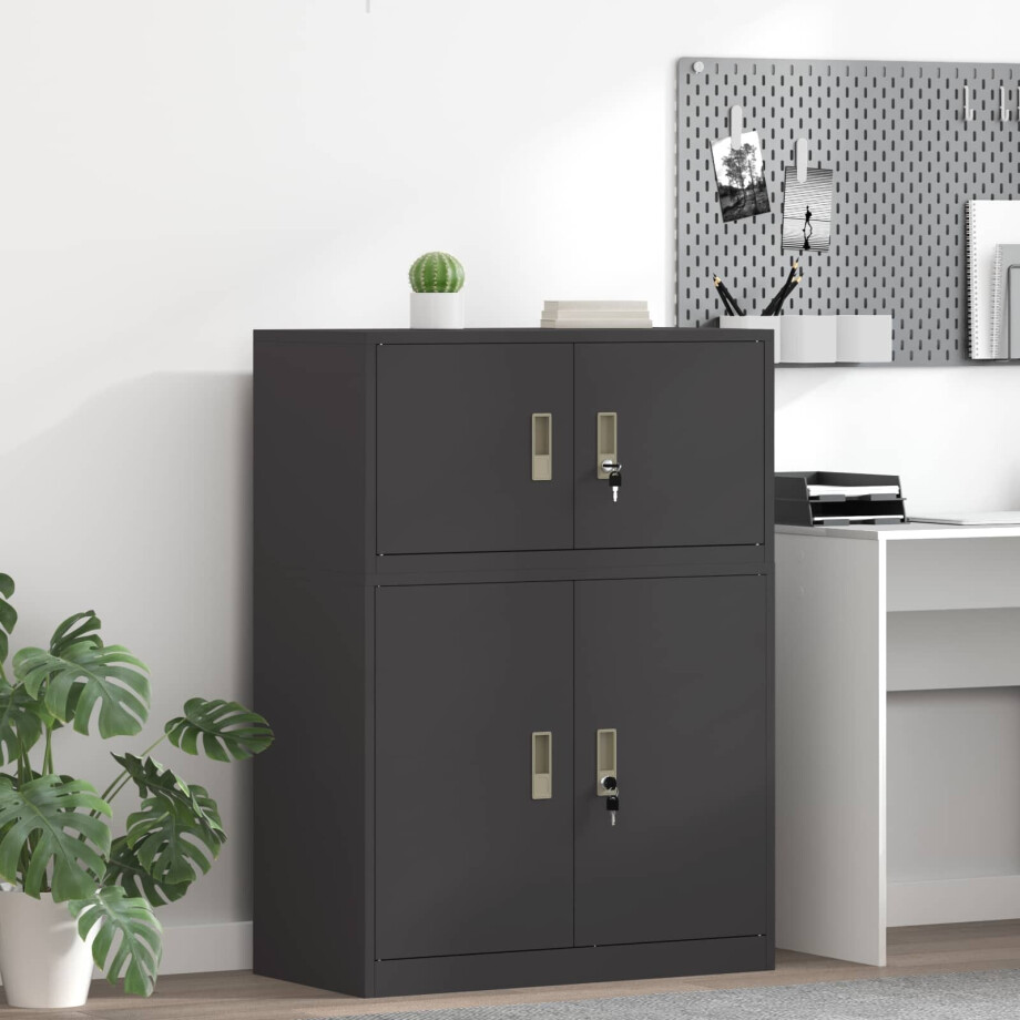 vidaXL Opbergkast Zwart 80 x 40 x 40 cm Staal afbeelding 1