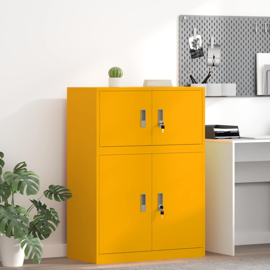 vidaXL Opbergkast Mosterdgeel 80 x 40 x 40 cm Staal vidaXL Opbergkast Mosterdgeel 80 x 40 x 40 cm Staal afbeelding 1