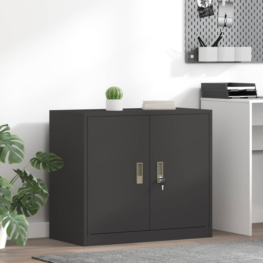 vidaXL Opbergkast Zwart 80 x 40 x 70 cm Staal afbeelding 1