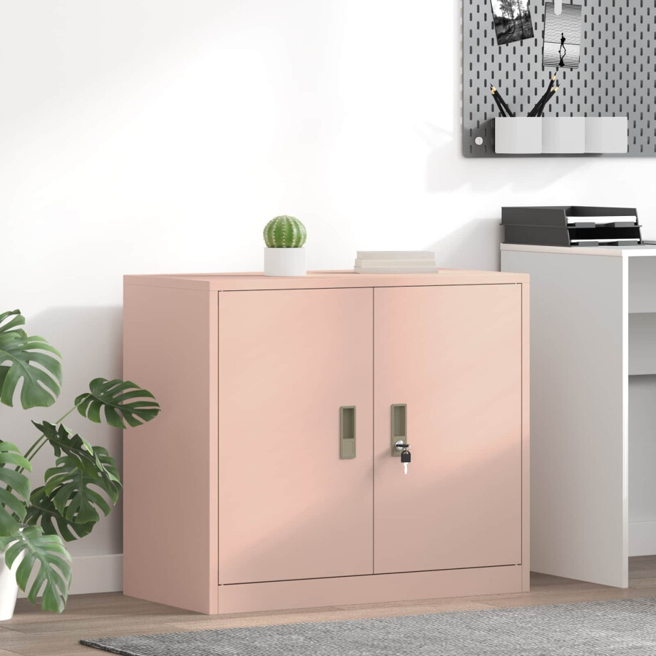 vidaXL Opbergkast Roze 80 x 40 x 70 cm Staal afbeelding 1