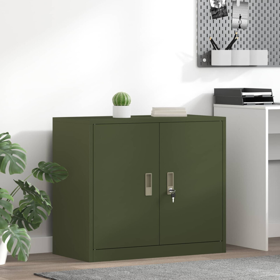 vidaXL Opbergkast Olijf Groen 80 x 40 x 70 cm Staal afbeelding 1