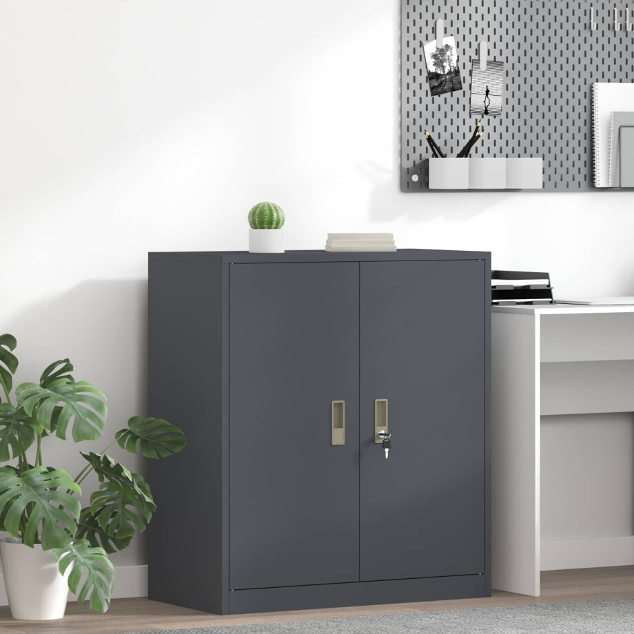 vidaXL Opbergkast Antraciet 80 x 40 x 90 cm Staal afbeelding 1